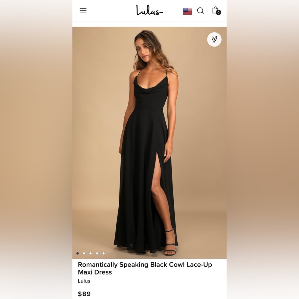 Lulu’s Black Cowl Lace-Up Maxi Dress
